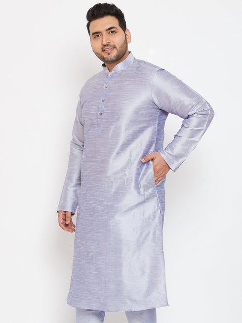 Vastramay Men's Plus Size Lavender Silk Blend Kurta